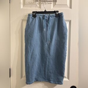 Dusty Blue Sweatshirt Midi Skirt